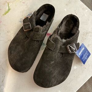 Men’s Birkenstock Boston VL/Shearling Mocca Slippers